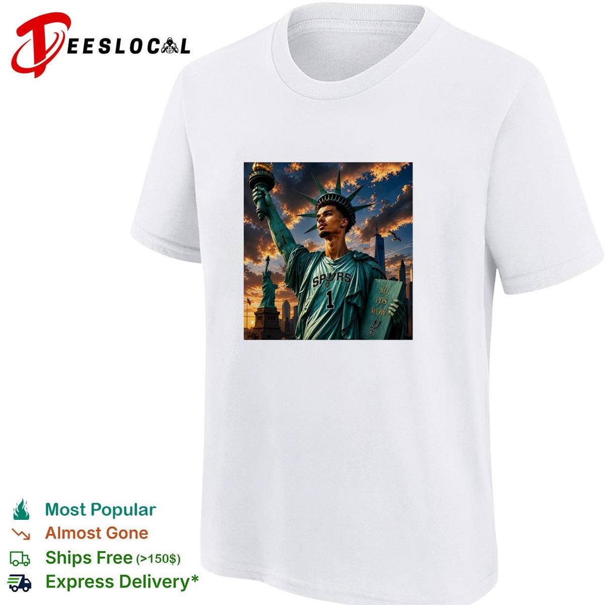 Victor Wemby x Statue of Liberty San Antonio Spurs New York City shirt