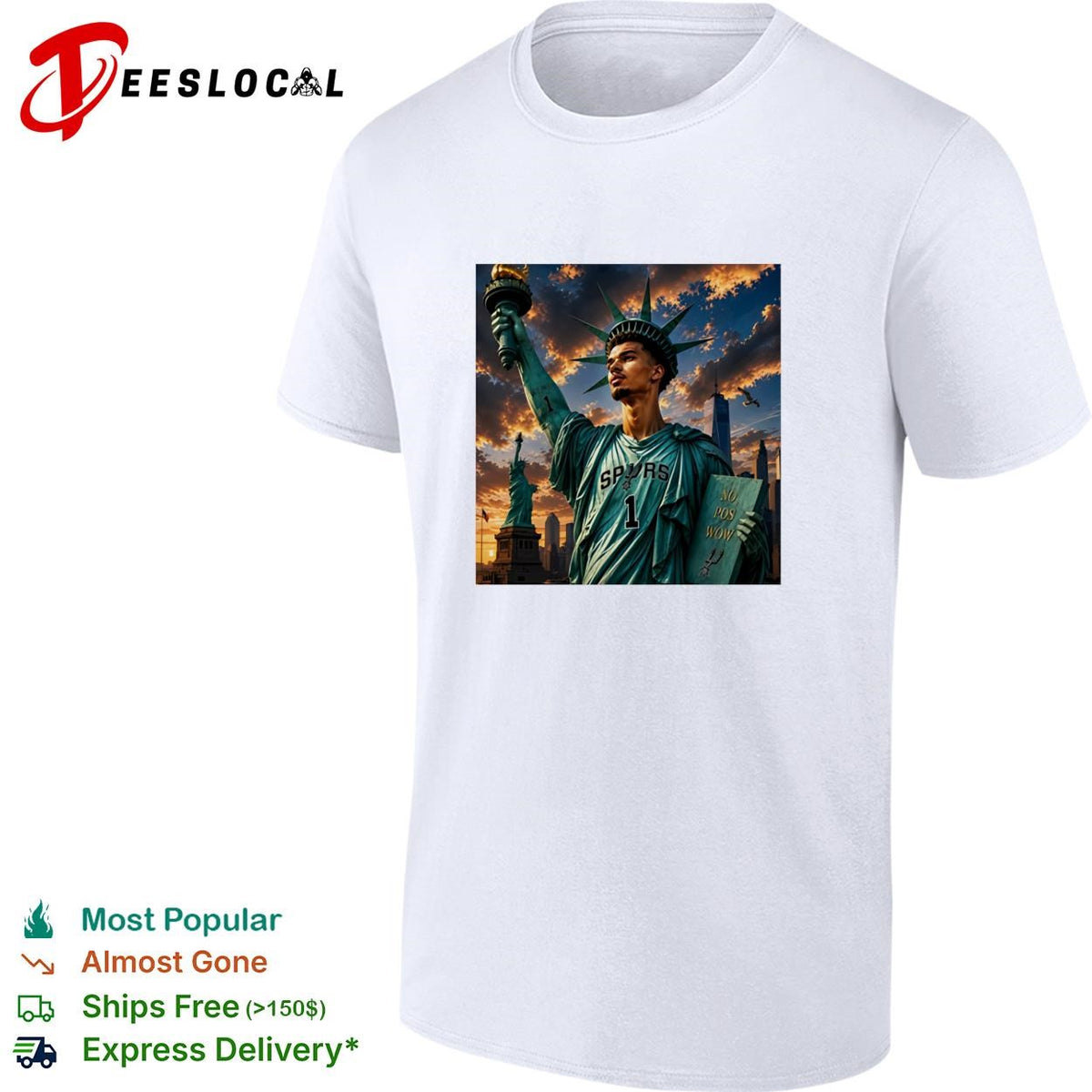 Victor Wemby x Statue of Liberty San Antonio Spurs New York City shirt