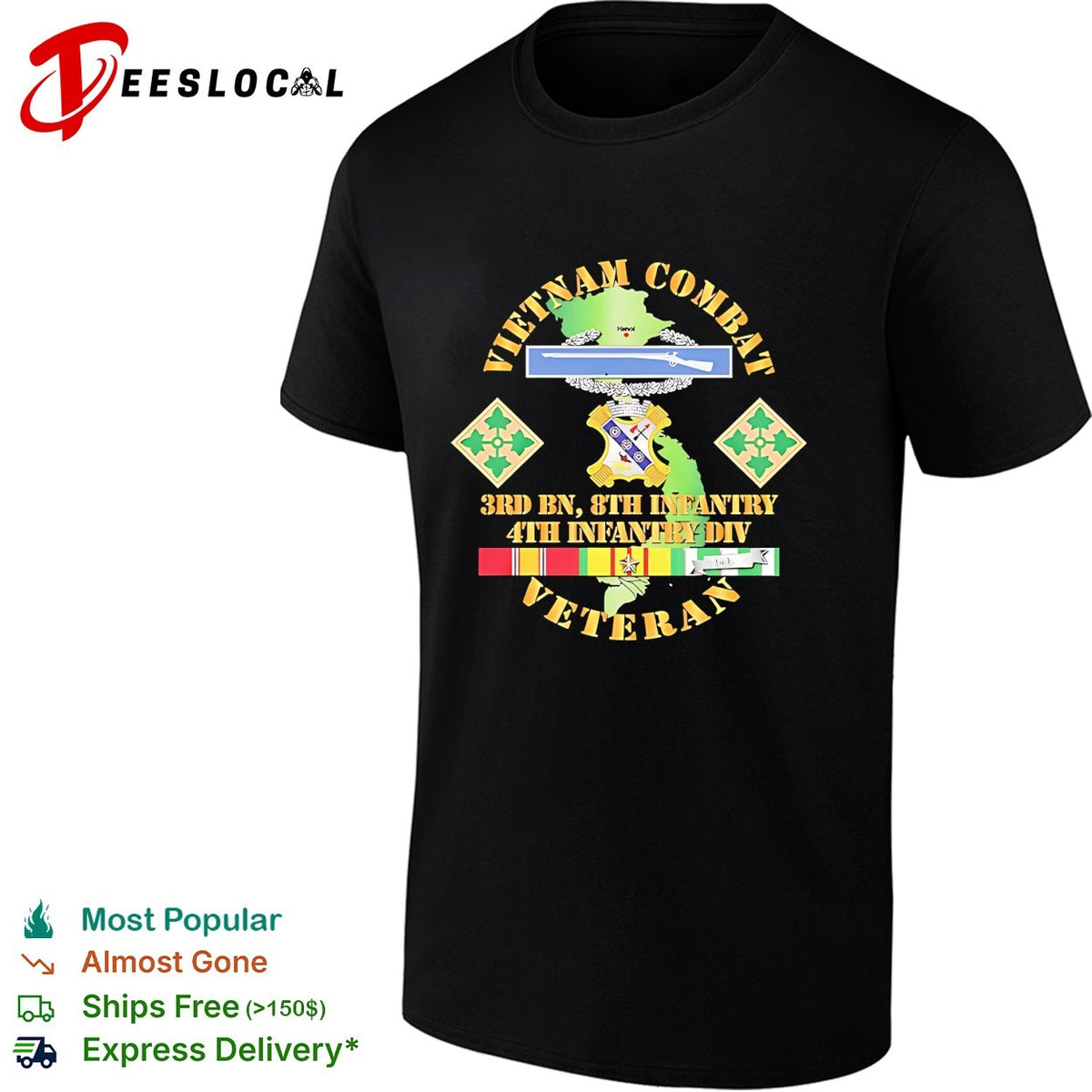 Vietnam combat veteran 3rd BN 8th Infantry 4th Infantry Division shirt