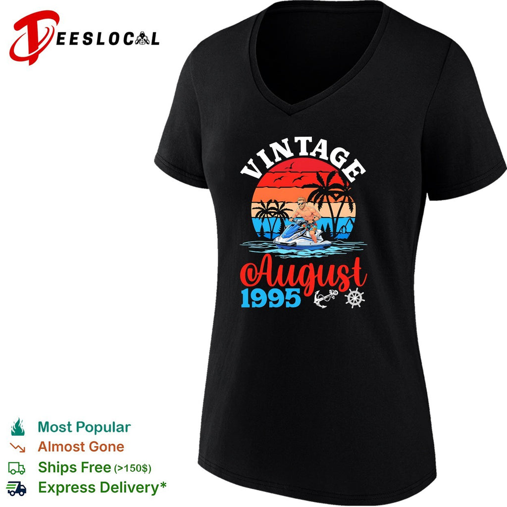 Vintage August 1995 Jet Ski Watercraft Tropical Sunset Ocean Beach Summer shirt