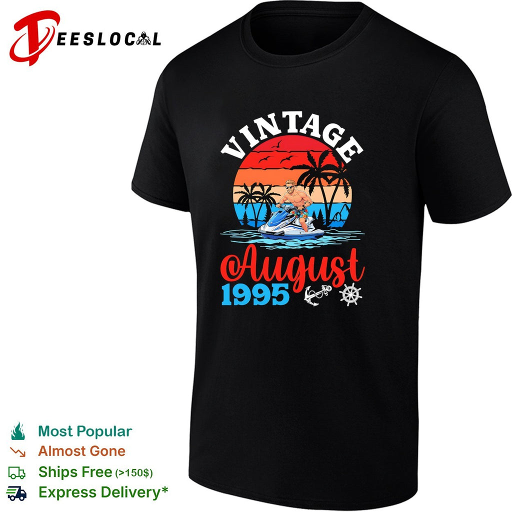 Vintage August 1995 Jet Ski Watercraft Tropical Sunset Ocean Beach Summer shirt