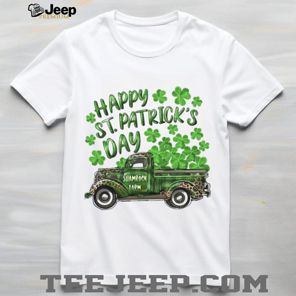 Vintage Green Leopard Shamrock Farm Truck St. Patrick’s Day T Shirt