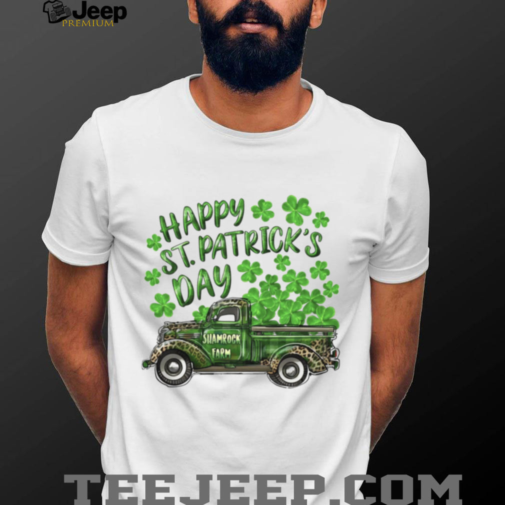 Vintage Green Leopard Shamrock Farm Truck St. Patrick’s Day T Shirt
