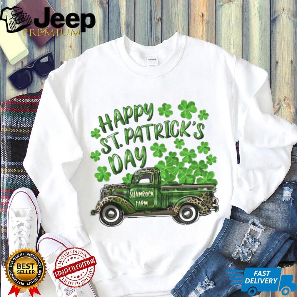 Vintage Green Leopard Shamrock Farm Truck St. Patrick’s Day T Shirt