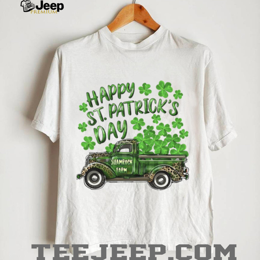 Vintage Green Leopard Shamrock Farm Truck St. Patrick’s Day T Shirt