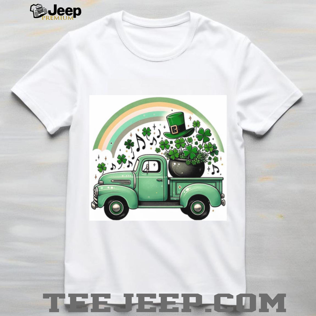 Vintage Green Pickup Truck with Pot of Gold and Shamrocks T Shirt