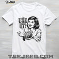 Vintage Retro Woman Holding Brain “Use It” Sarcastic T Shirt