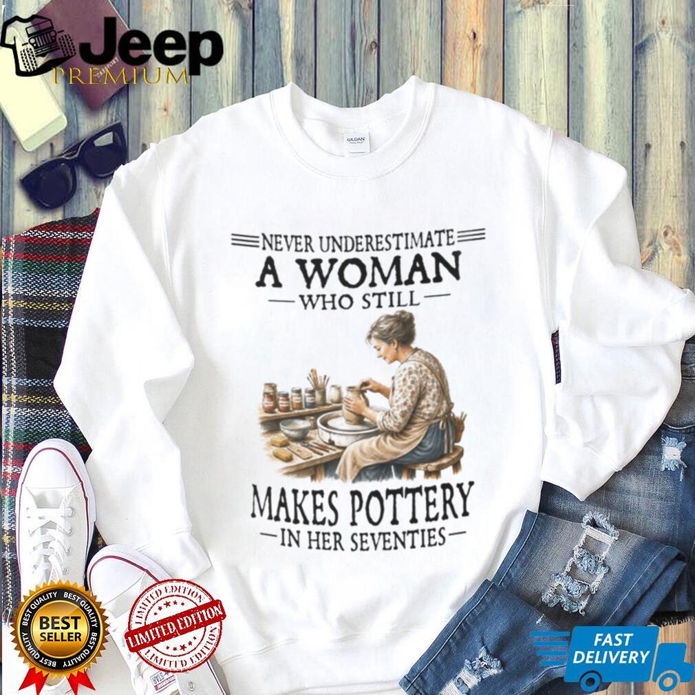 Vintage Woman Pottery Artist Never Underestimate Her 70s Art Shirt