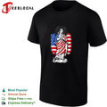 Virgin Mary praying wrapped in American flag patriotic religious graphic shirt