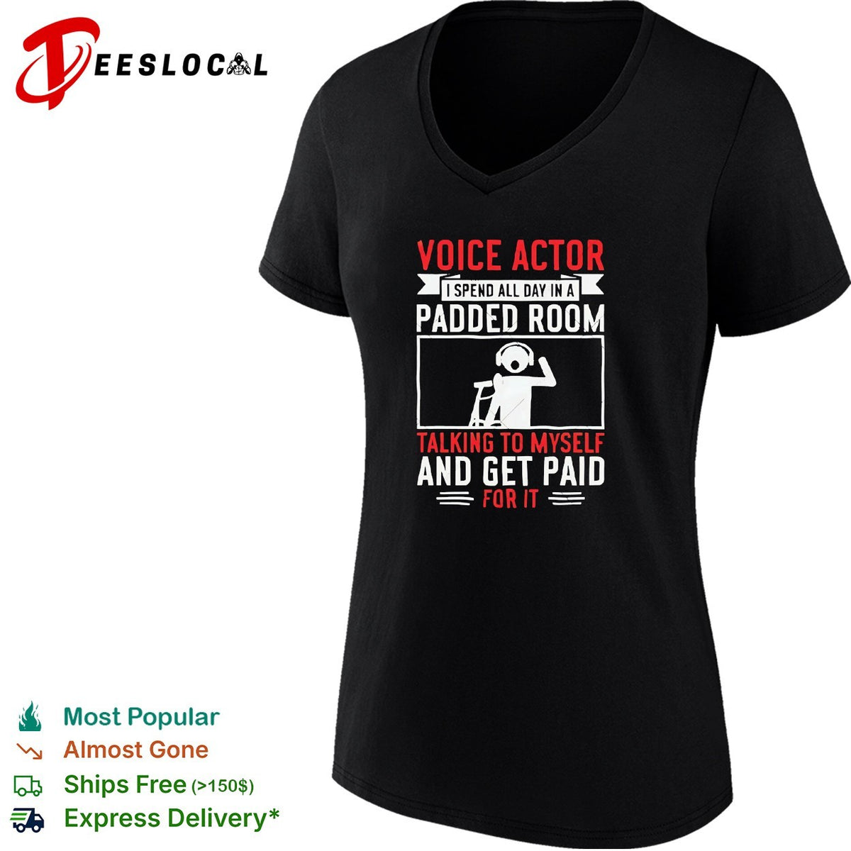 Voice actor padded room talking to himself bold career humor shirt