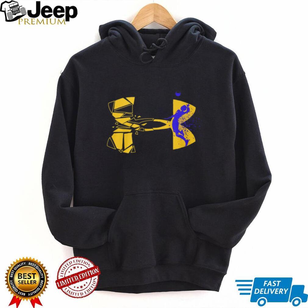 Volleyball Girl Silhouette Geometric Yellow and Blue T Shirt