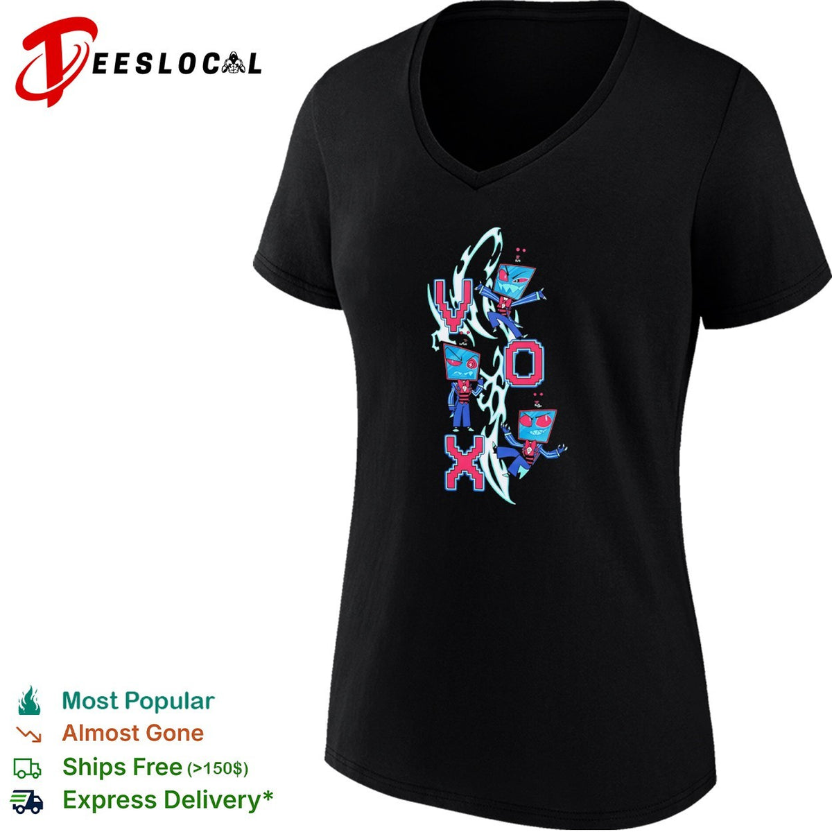Vox Hazbin Hotel digital glitch art pixel font aesthetic charactershirt