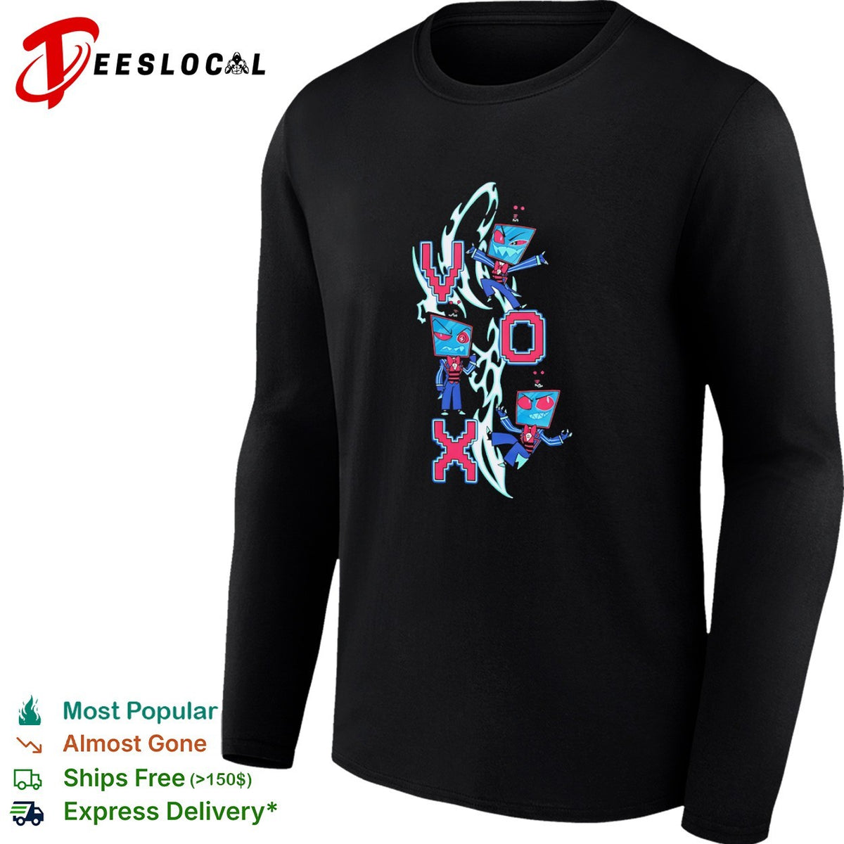 Vox Hazbin Hotel digital glitch art pixel font aesthetic charactershirt