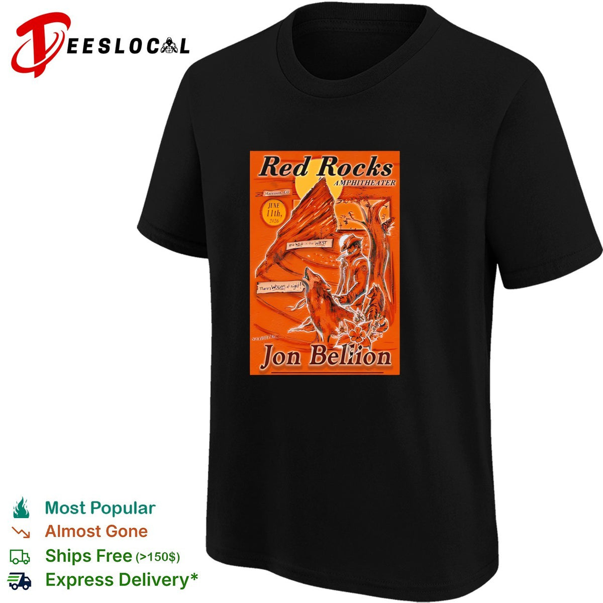 Red Rocks Amphitheater concert poster cowboy deer art June 2026 shirt