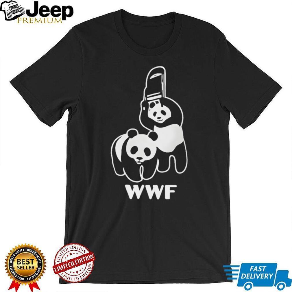 WWF Panda Bear Chainsaw Funny Conservation Humor Graphic T Shirt