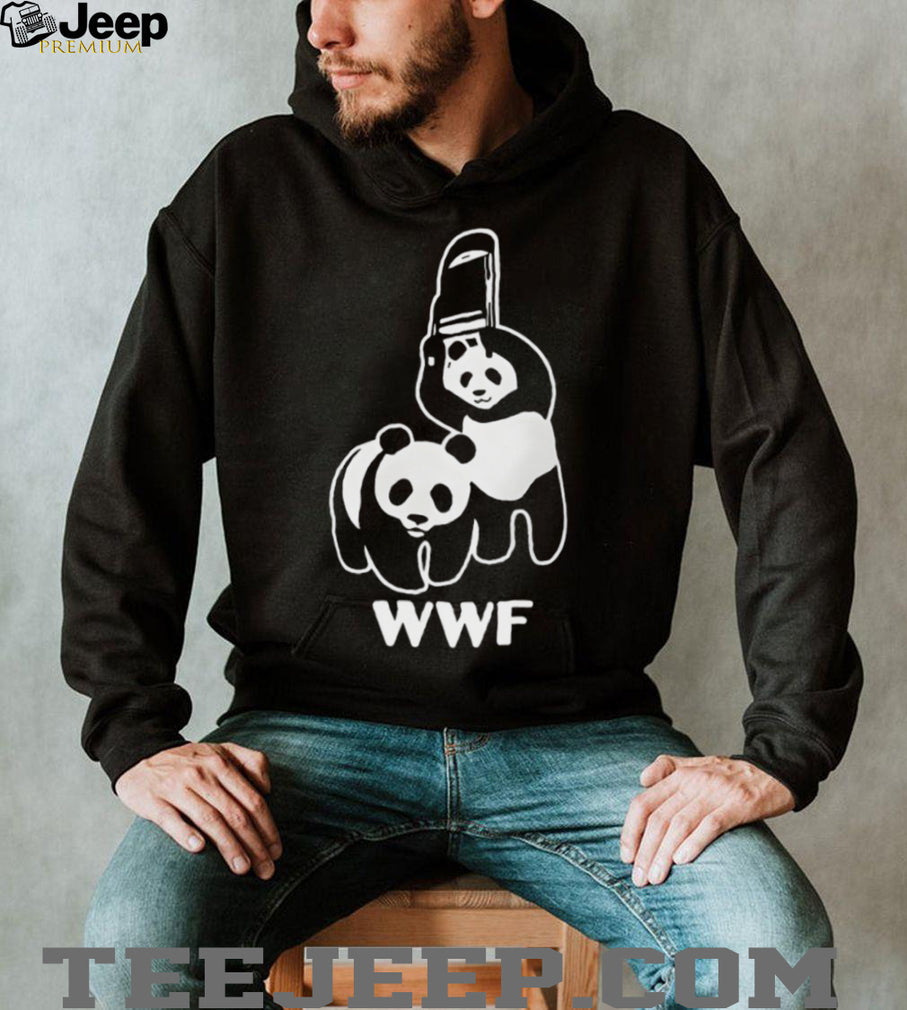 WWF Panda Bear Chainsaw Funny Conservation Humor Graphic T Shirt