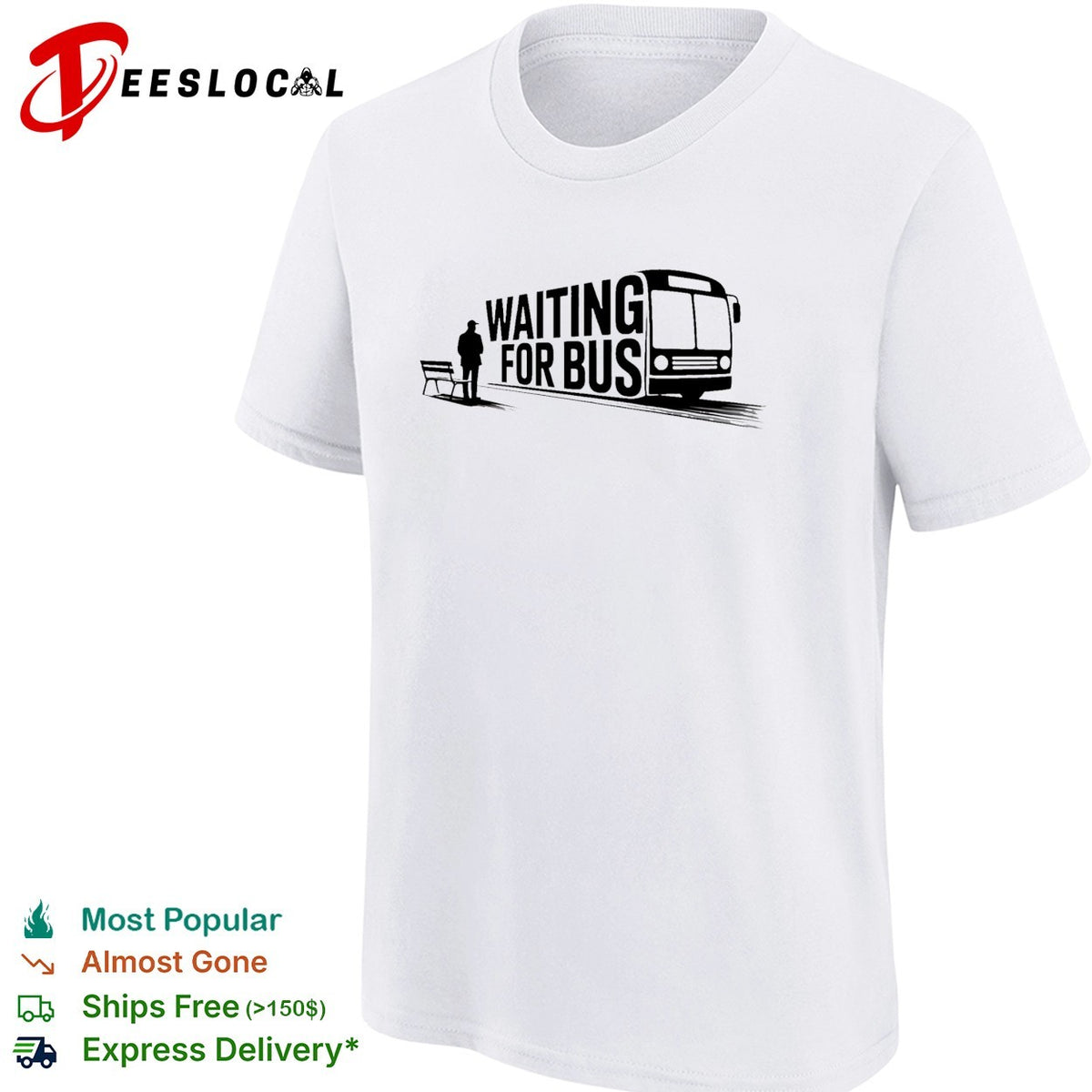Waiting for bus public transport minimalist typography shirt
