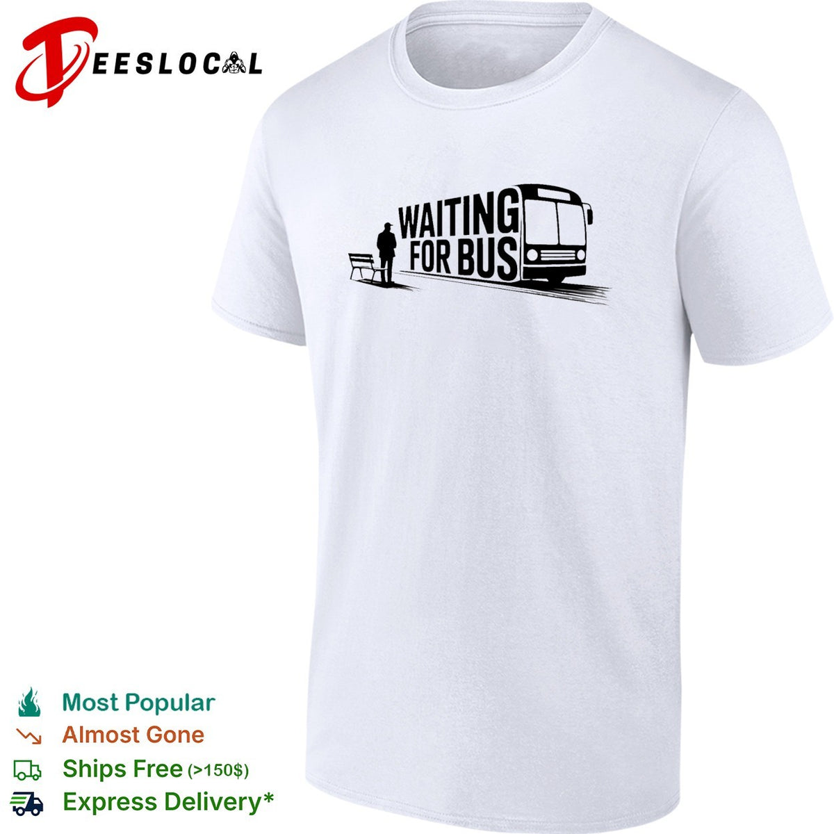 Waiting for bus public transport minimalist typography shirt