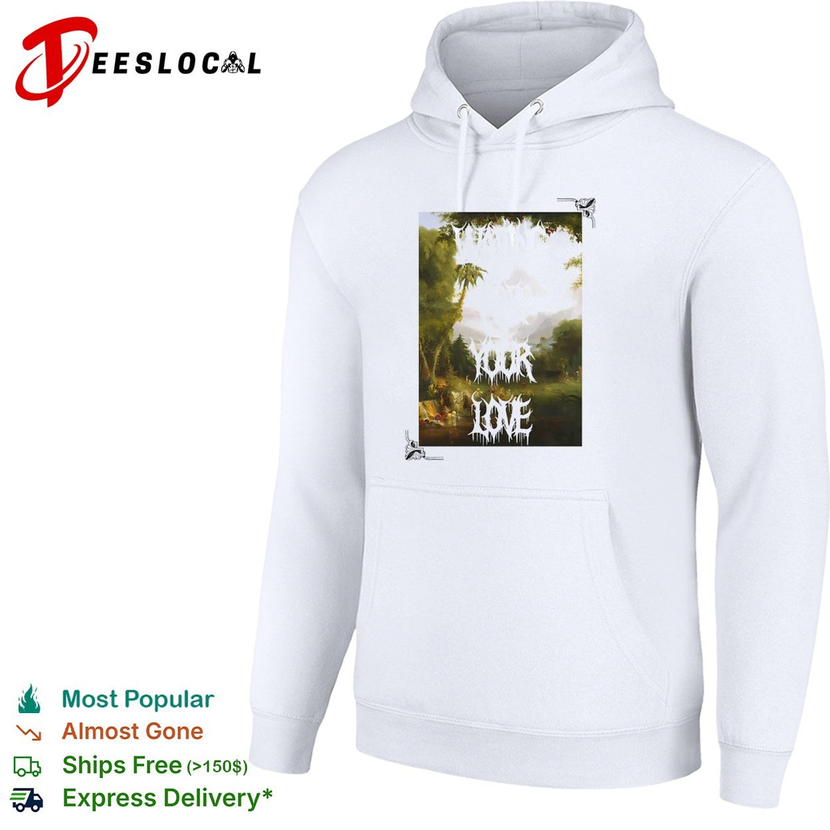 Waiting for your love Romantic Nature Landscape Painting Death Metal Font shirt