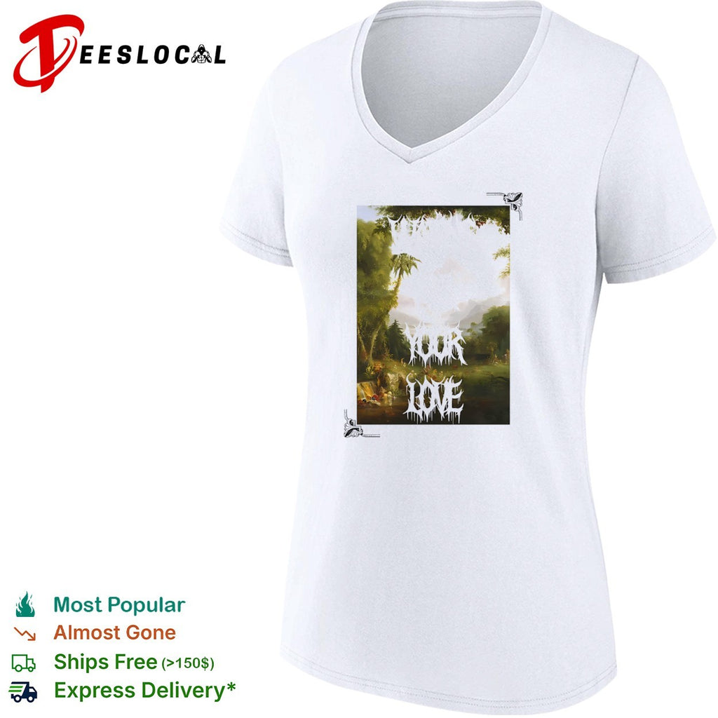 Waiting for your love Romantic Nature Landscape Painting Death Metal Font shirt