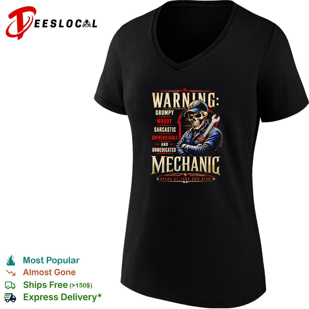 Warning grumpy moody sarcastic unpredictable and unmedicated mechanic speak at your own risk shirt