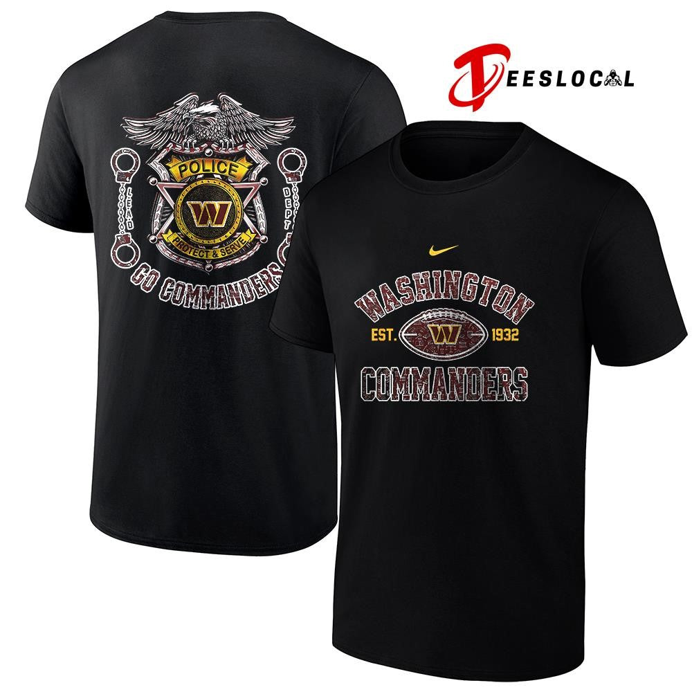 Washington Commanders law enforcement tribute protect and serve logo shirt