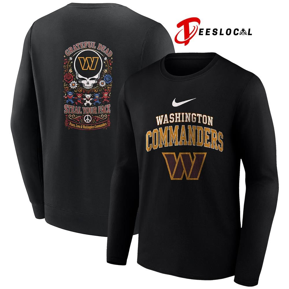 Washington Commanders x Grateful Dead steal your face peace love logo shirt