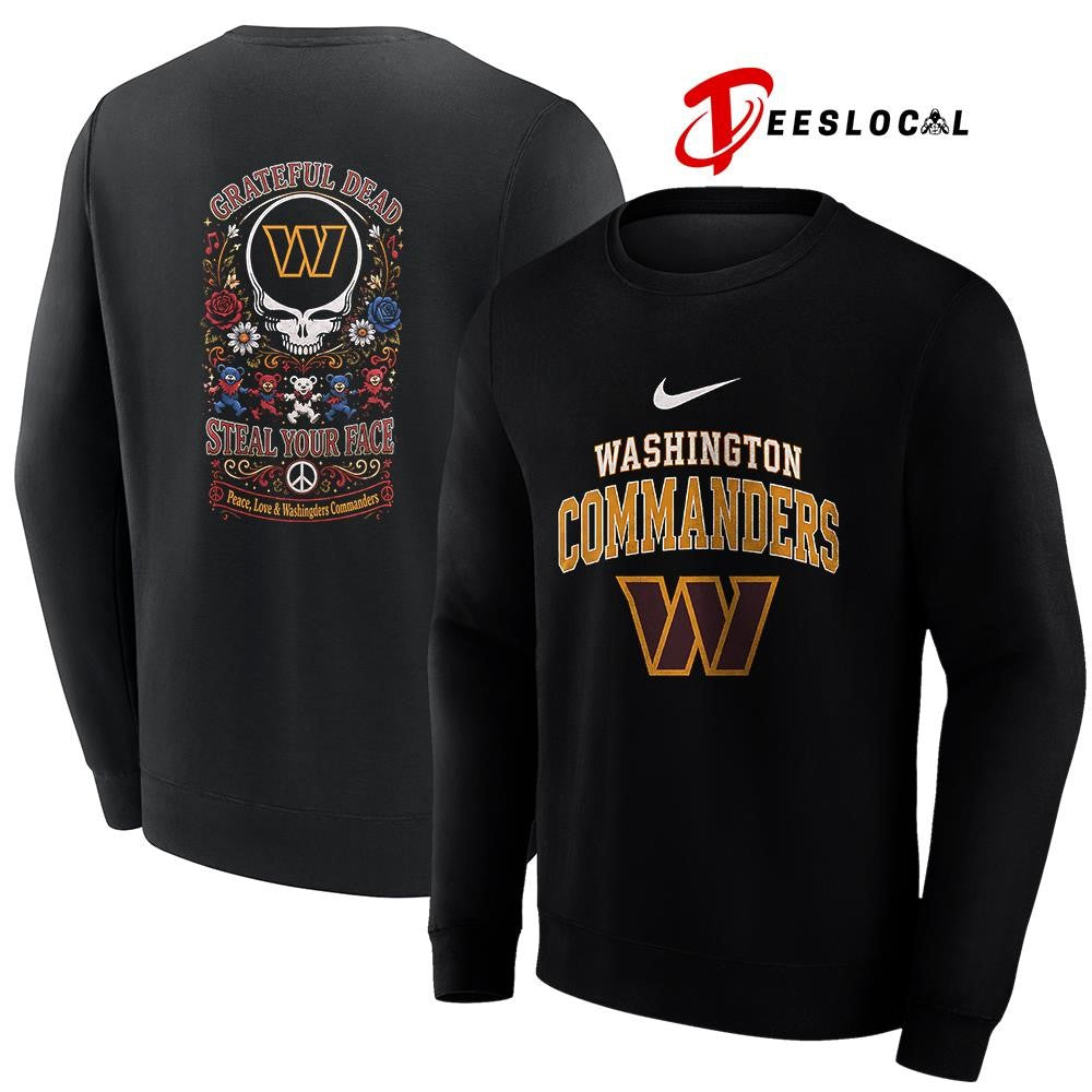 Washington Commanders x Grateful Dead steal your face peace love logo shirt