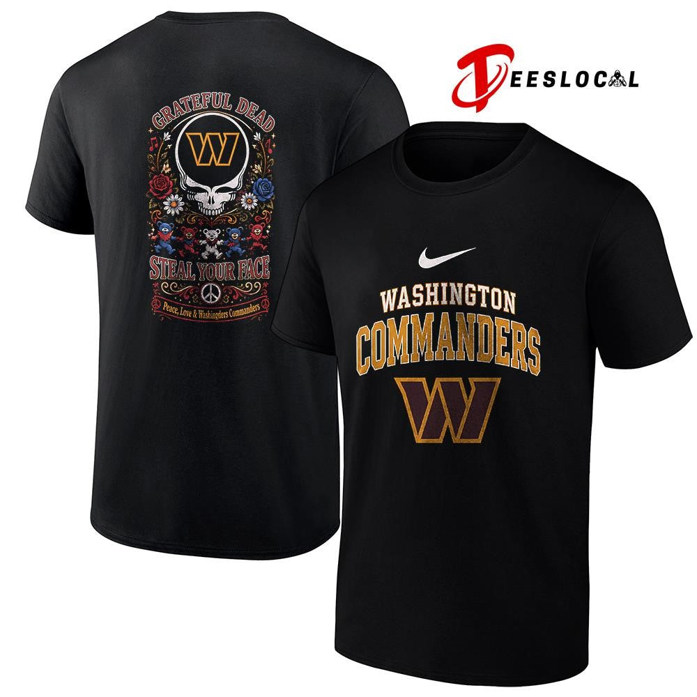 Washington Commanders x Grateful Dead steal your face peace love logo shirt