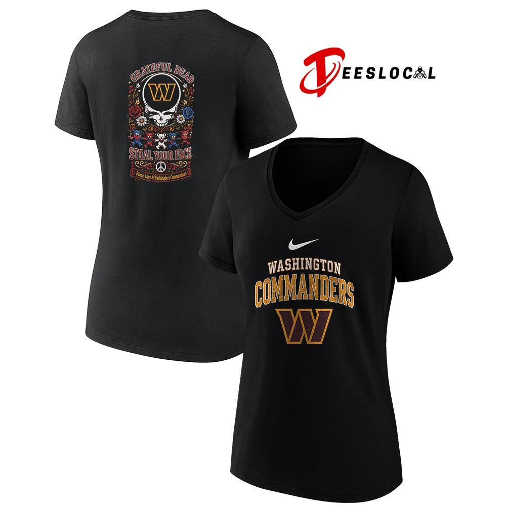 Washington Commanders x Grateful Dead steal your face peace love logo shirt