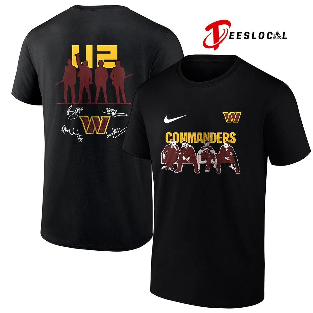 Washington Commanders x U2 band signature silhouette shirt
