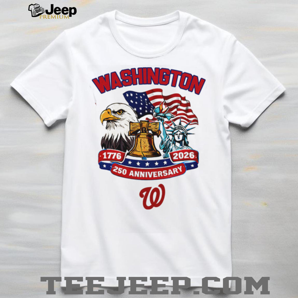 Washington Nationals 250th Anniversary 1776 2026 Custom Baseball Jersey T Shirt White Patriotic Eagle Design