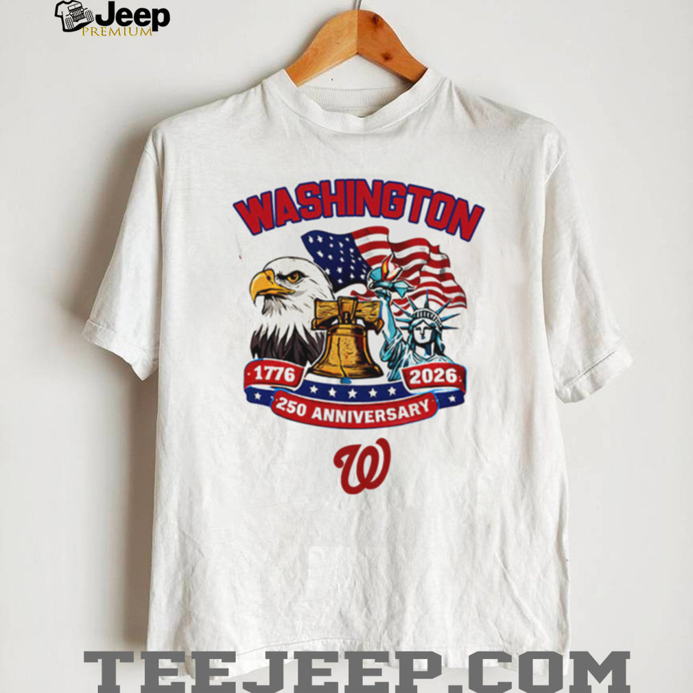 Washington Nationals 250th Anniversary 1776 2026 Custom Baseball Jersey T Shirt White Patriotic Eagle Design