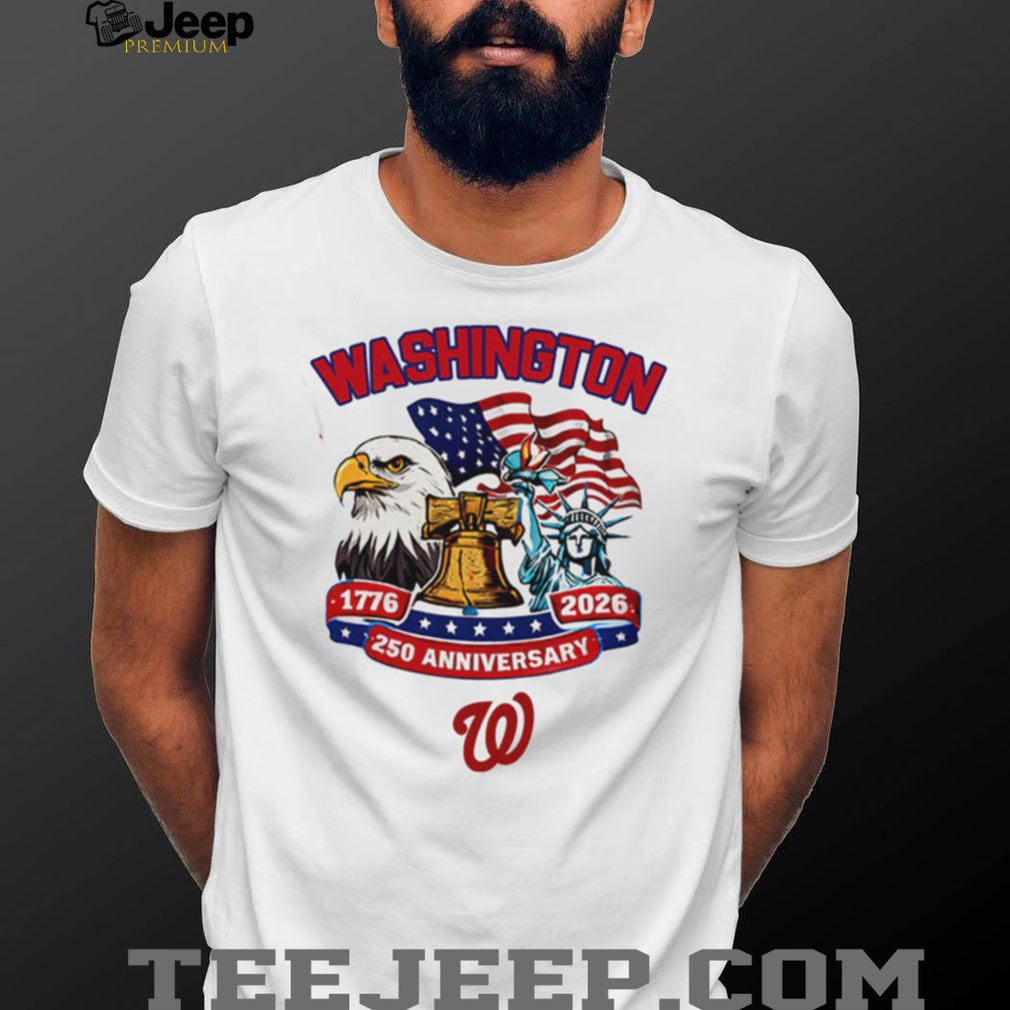 Washington Nationals 250th Anniversary 1776 2026 Custom Baseball Jersey T Shirt White Patriotic Eagle Design