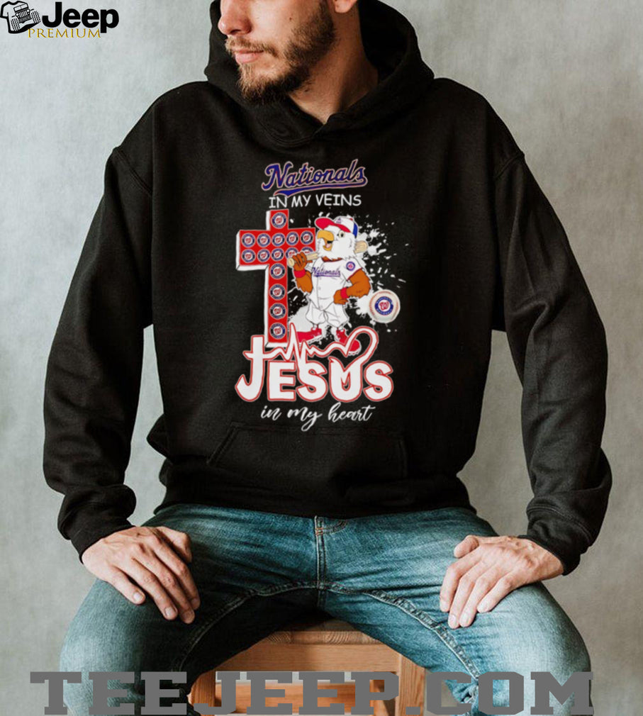Washington Nationals Baseball In My Veins Jesus In My Heart Retro Fans T Shirt