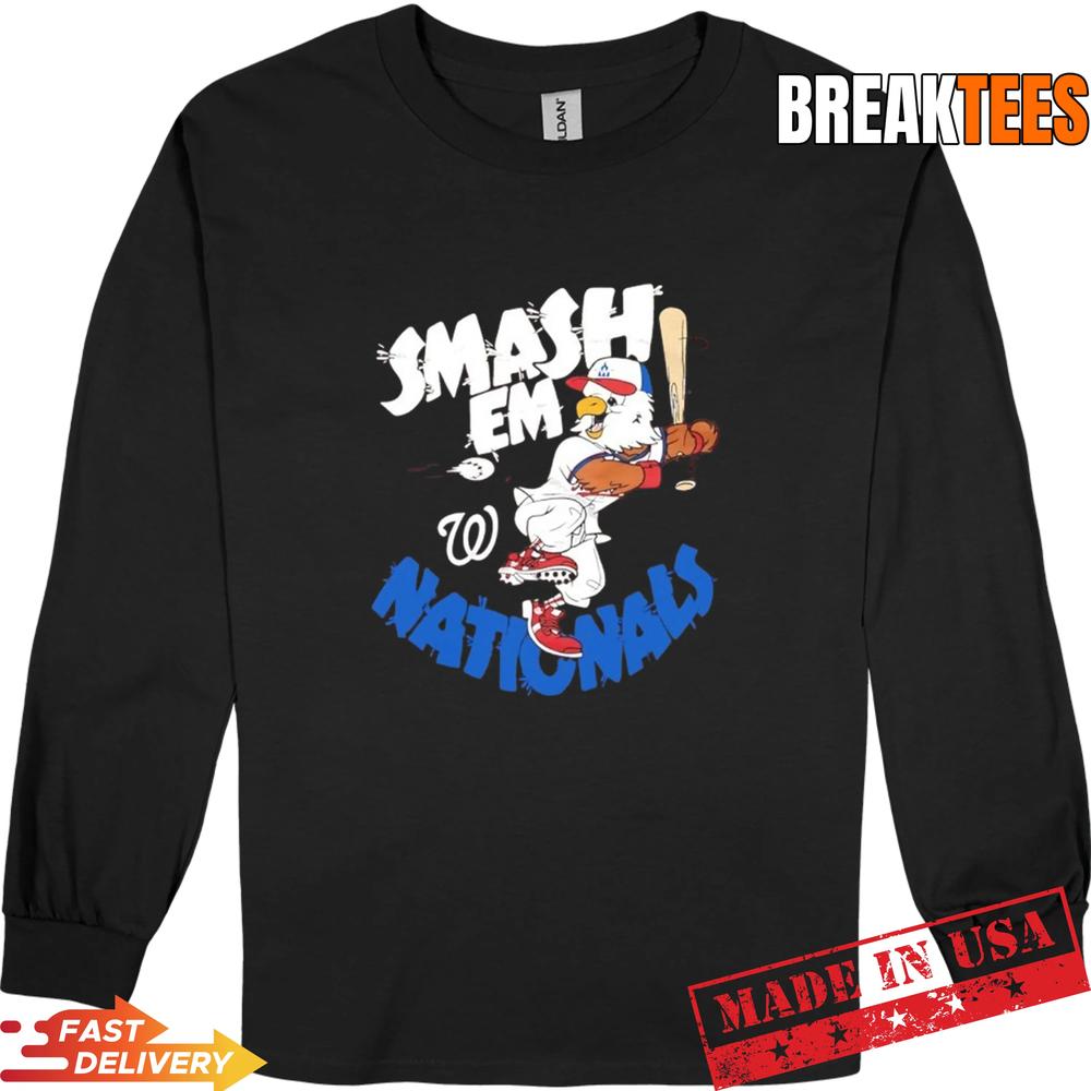 Washington Nationals Screech Smash Em Mascot Baseball Shirt