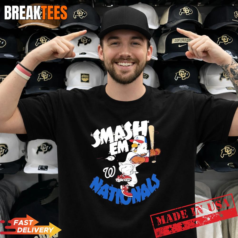 Washington Nationals Screech Smash Em Mascot Baseball Shirt