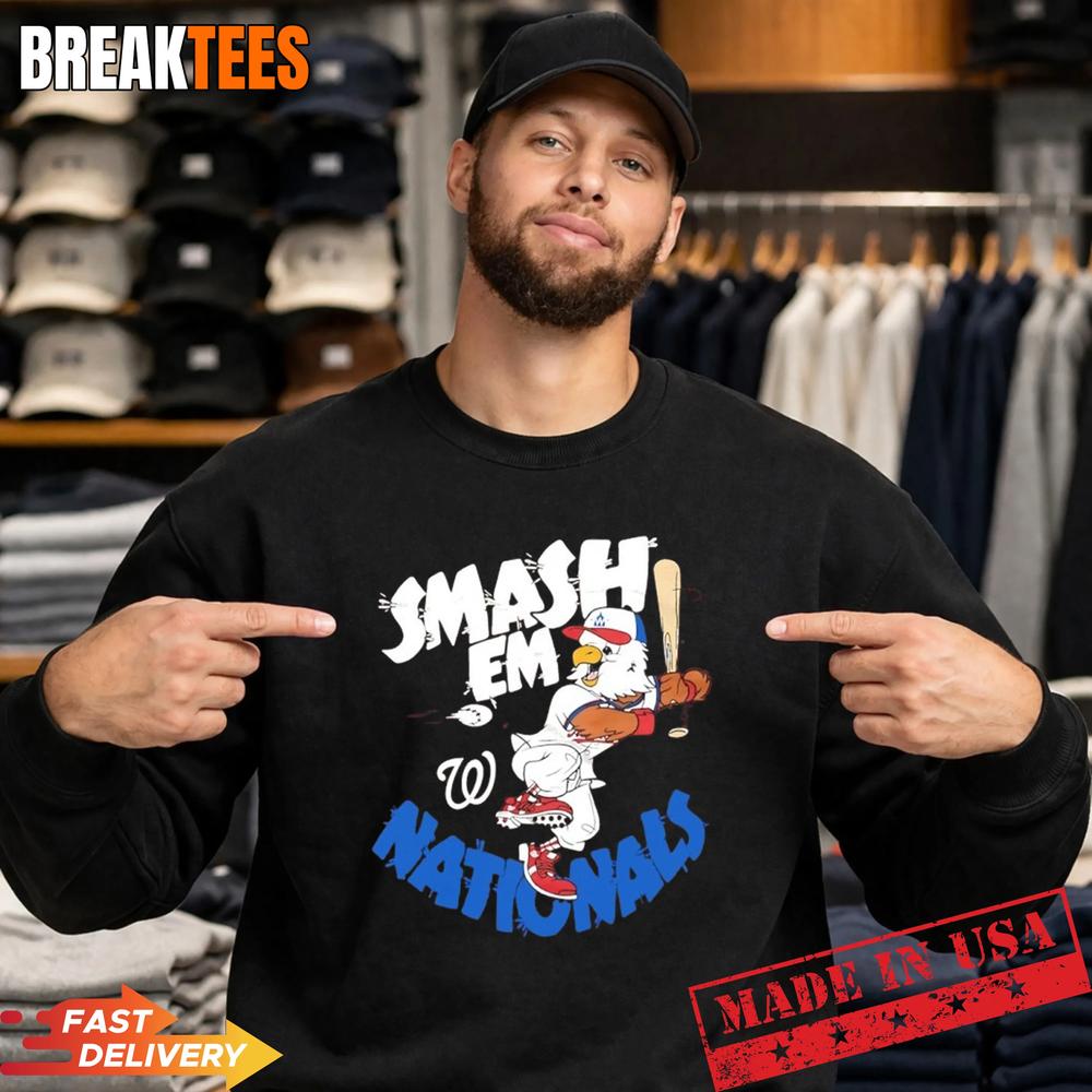 Washington Nationals Screech Smash Em Mascot Baseball Shirt
