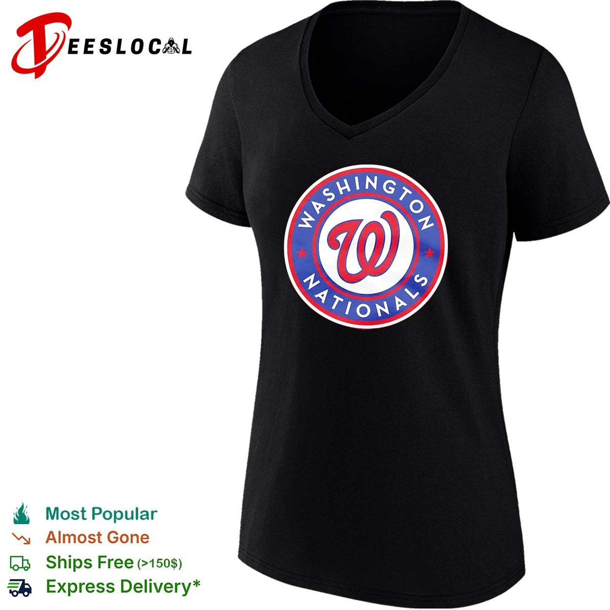 Washington Nationals curly W circle star baseball logo shirt