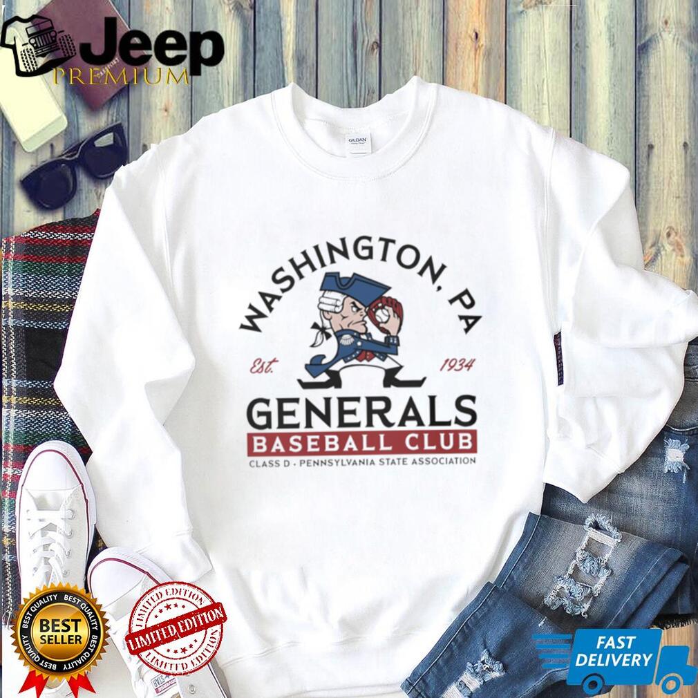 Washington PA Generals Baseball Club Est 1934 Vintage Logo T Shirt