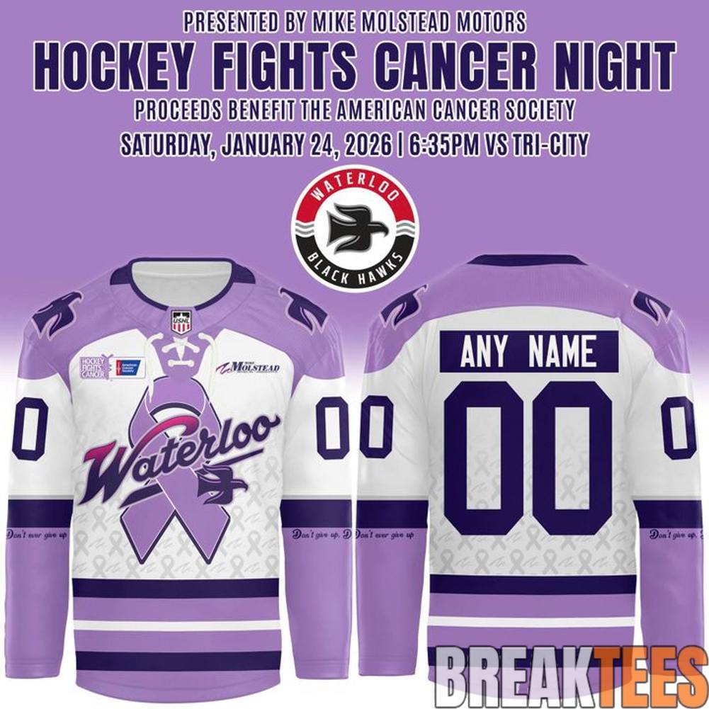 Waterloo Black Hawks x Hockey Fights Cancer Hockey Jersey