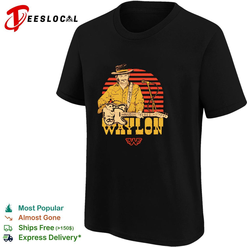 Waylon Jennings country music guitarist retro vintage shirt