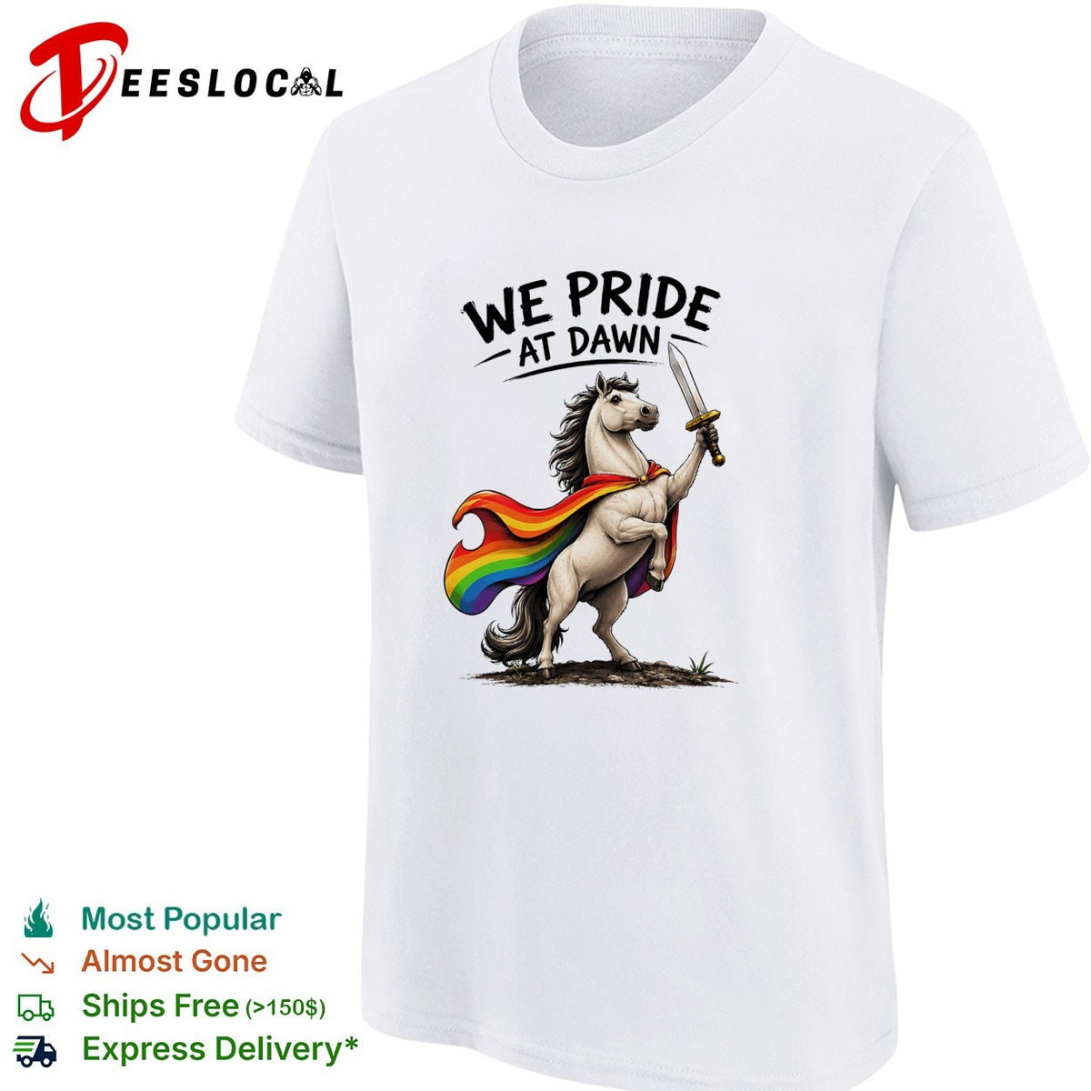 We pride at dawn unicorn rainbow cape sword LGBTQ pride art shirt