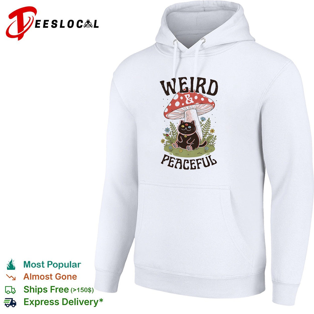 Weird and Peaceful weird cat mushroom and flowers shirt