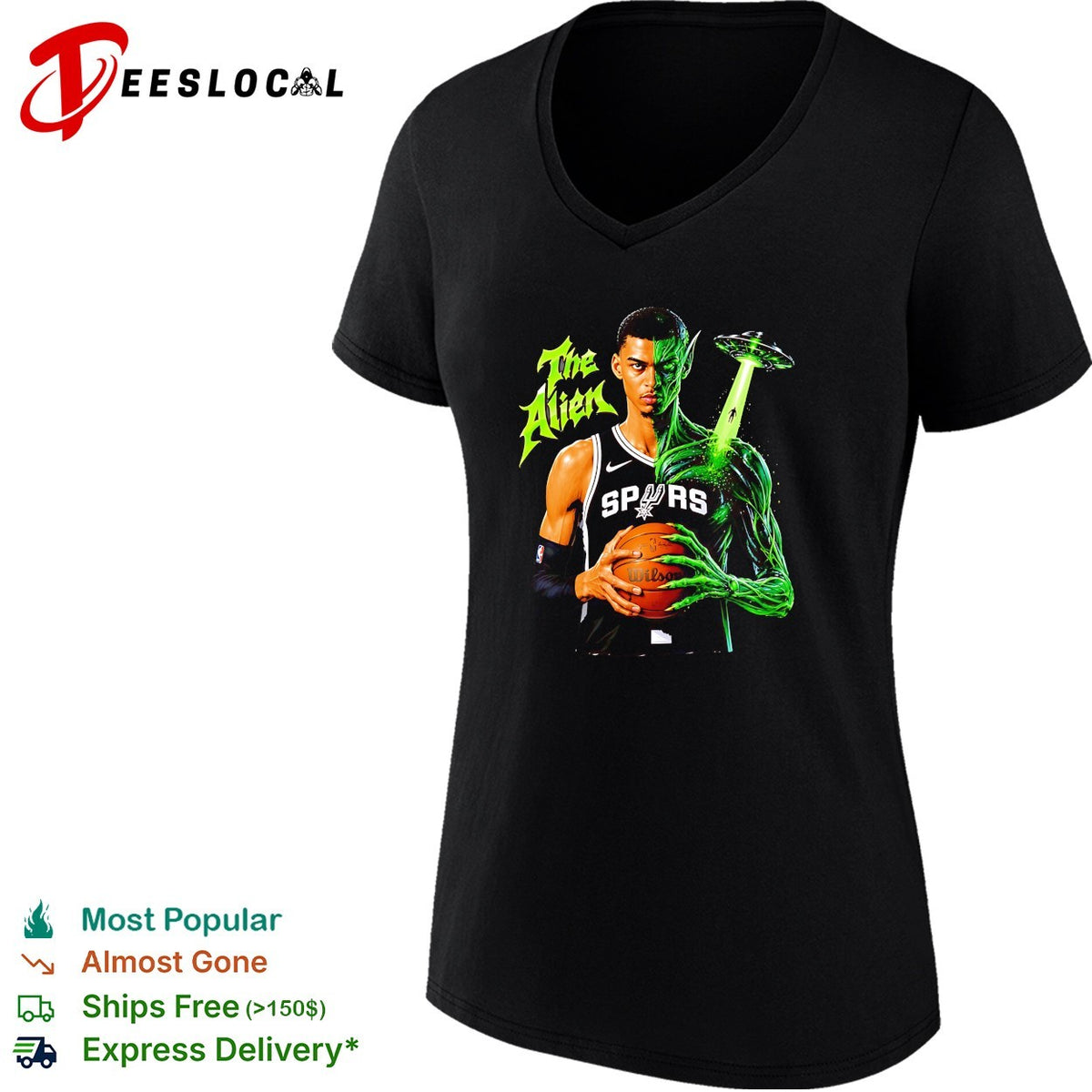 Wembanyama San Antonio Spurs The Alien half human half alien UFO shirt