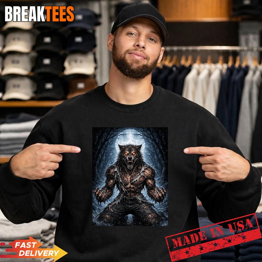 Werewolf Ripping Off Shirt Meme Graphic Tee