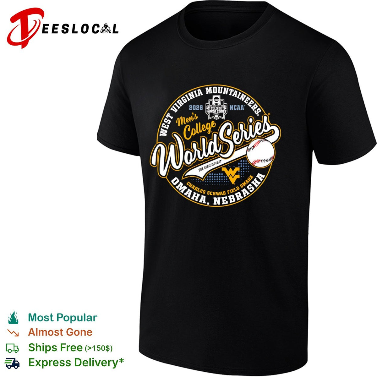 West Virginia Mountaineers 2026 College World Series Omaha Nebraska Logo shirt