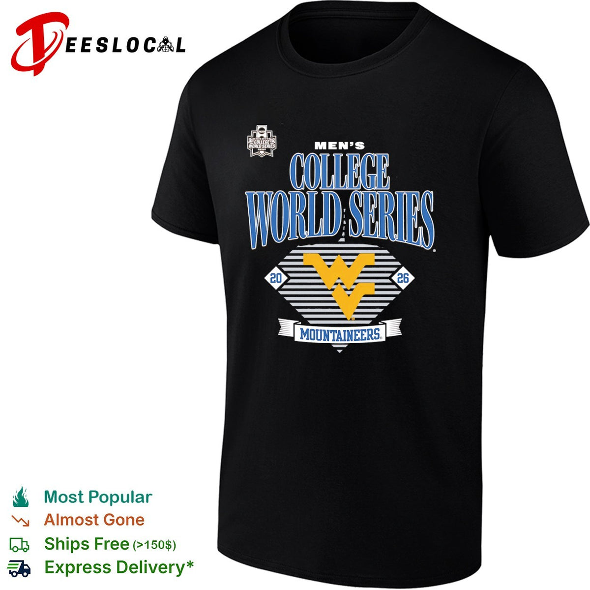 West Virginia Mountaineers 2026 NCAA College World Series Omaha event shirt