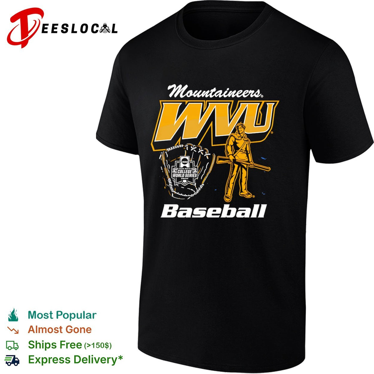 West Virginia Mountaineers University 2026 Mens College World Series Baseball shirt