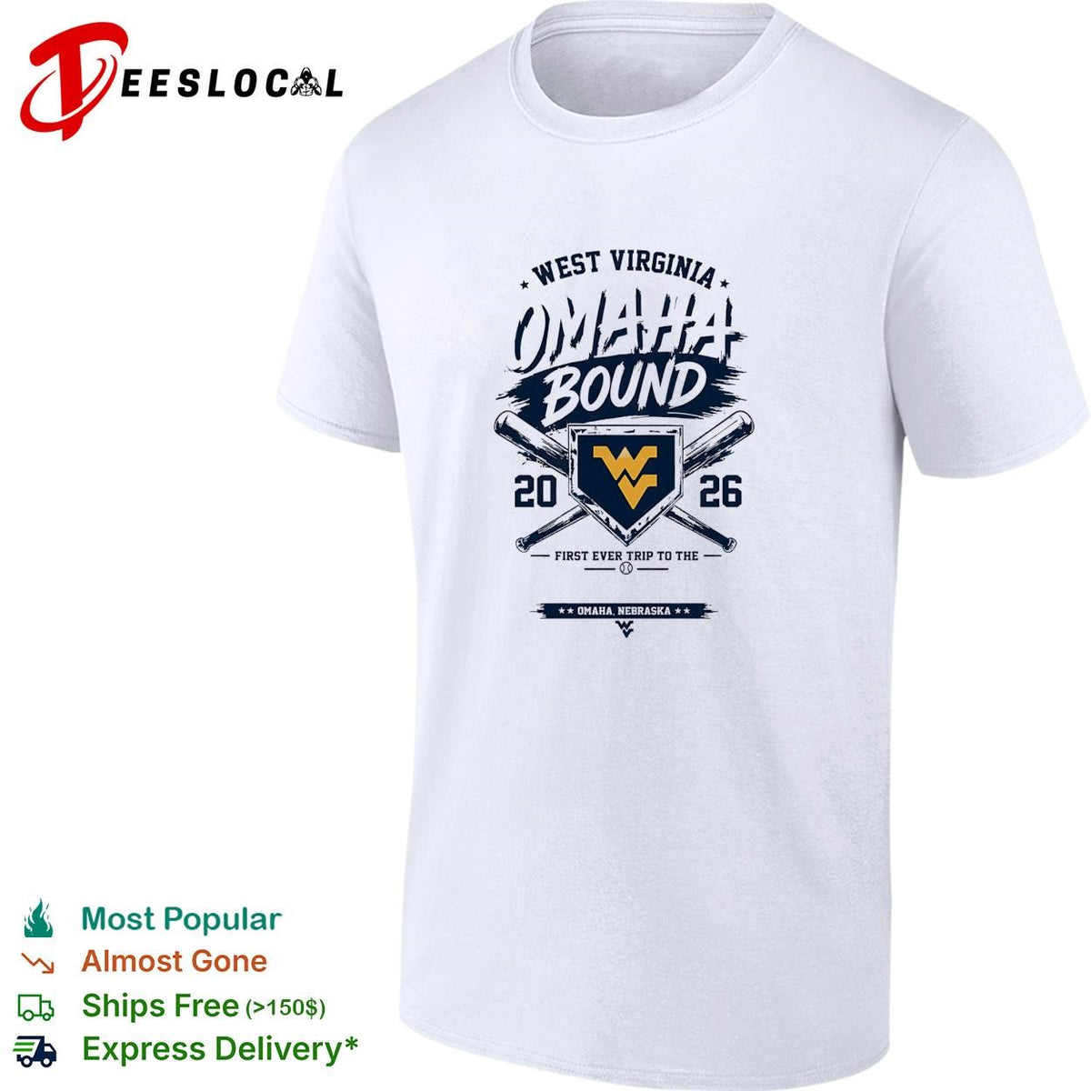 West Virginia Omaha bound 2026 first trip college world series crossed bats shirt